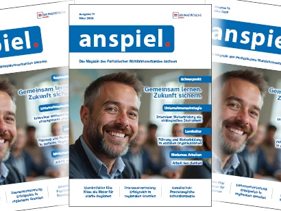 Eine Ausgabe des Magazins anspiel liegt auf einem Tisch.
