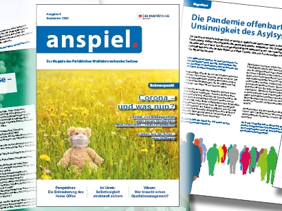 Eine Ausgabe des Magazins anspiel liegt auf einem Tisch.