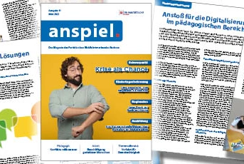 Eine Ausgabe des Magazins anspiel liegt auf einem Tisch.