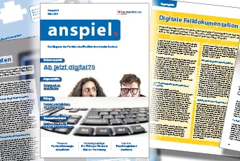 Eine Ausgabe des Magazins anspiel liegt auf einem Tisch.